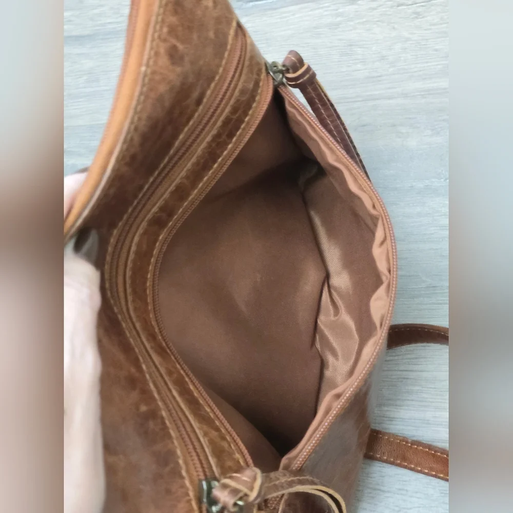 Valenchi 100% Leather Brown Shoulder Crossbody Bag Heritage